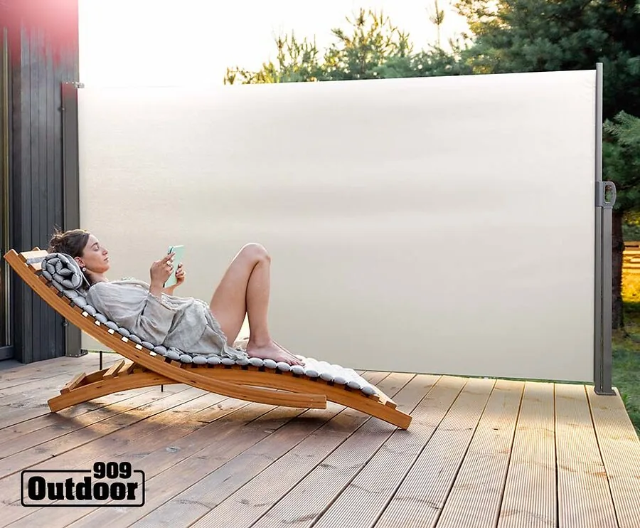 Uittrekbaar Privacy- En Windscherm Crème 170 x 300 cm - Ongestoord Zonnen En Barbecueën!