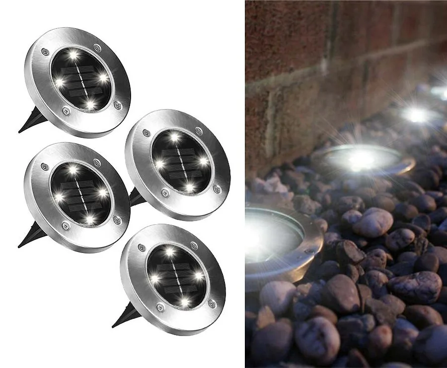 4-Pack RVS Solar Grondspots - Geen Bedrading En Geen Gedoe!