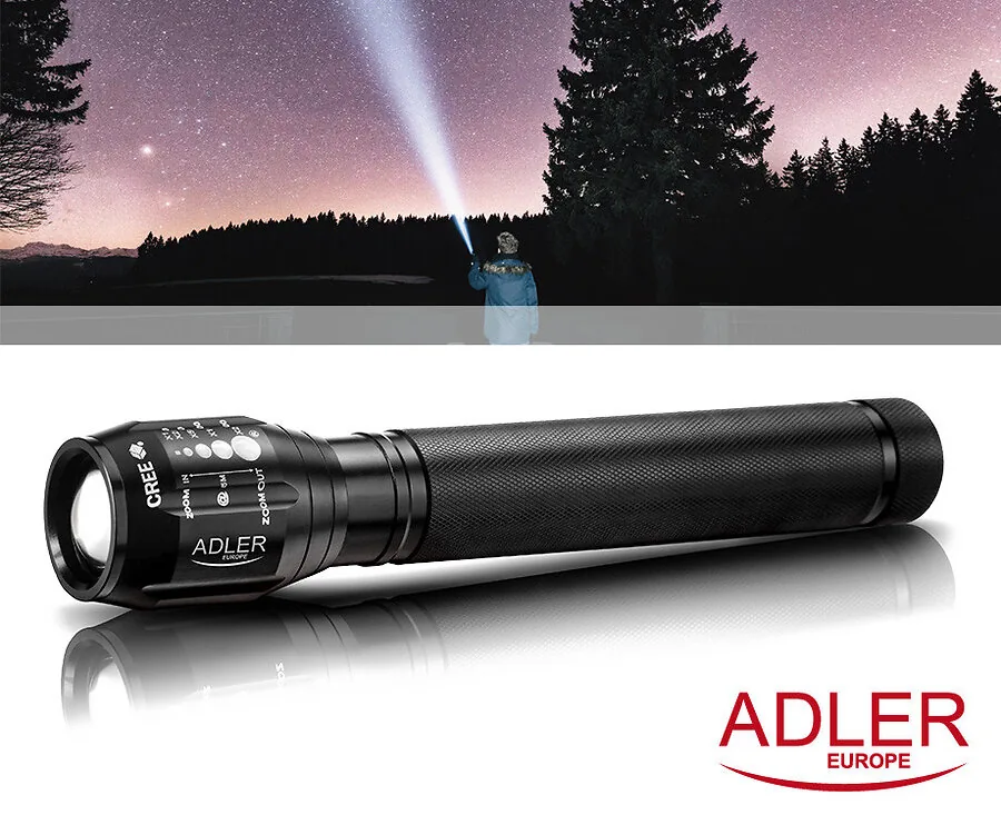 Adler Krachtige LED Zaklantaarn 8600 Lumen - Schijnt Tot Wel 1000 Meter Ver!