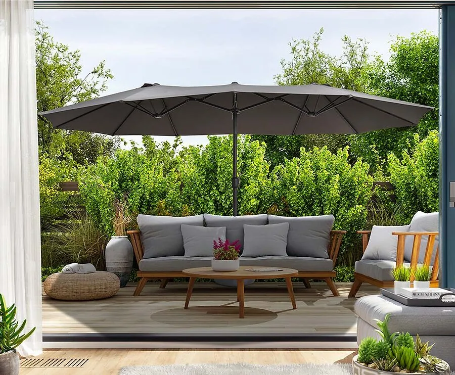 Dubbele Parasol Met GRATIS Hoes t.w.v. €19,95 - Breedte Van 4,5 Meter!