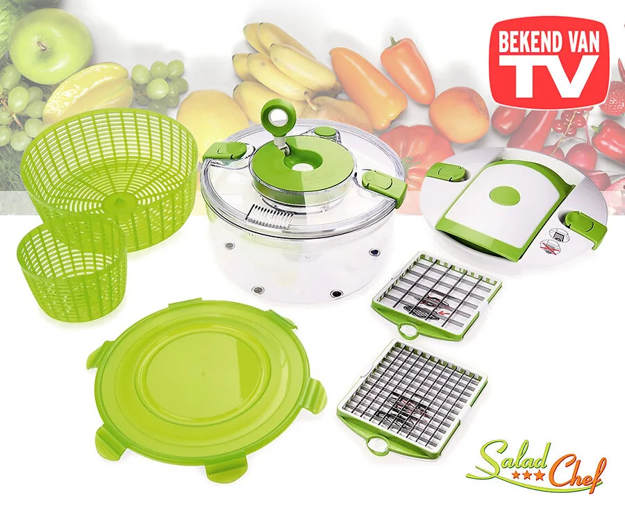 Salad Chef - Eenvoudig Wassen, Snijden, Bewaren En Meenemen!