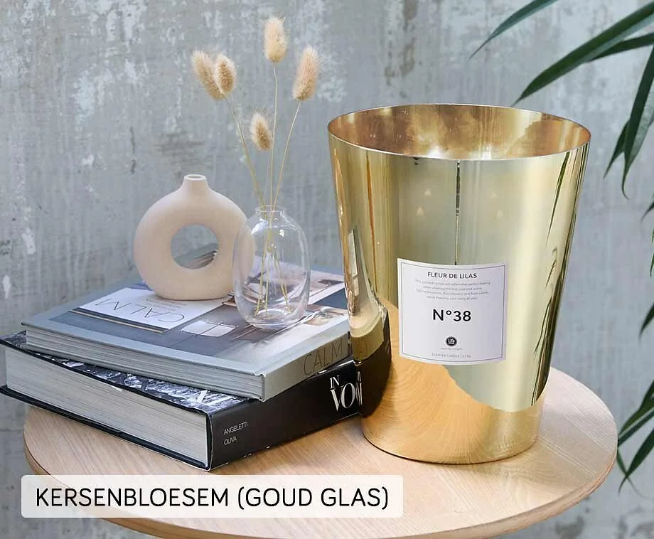 Lifa Living Geurkaars XL - Kersenbloesem (Goud glas) - Geweldig In Ieder Huis!
