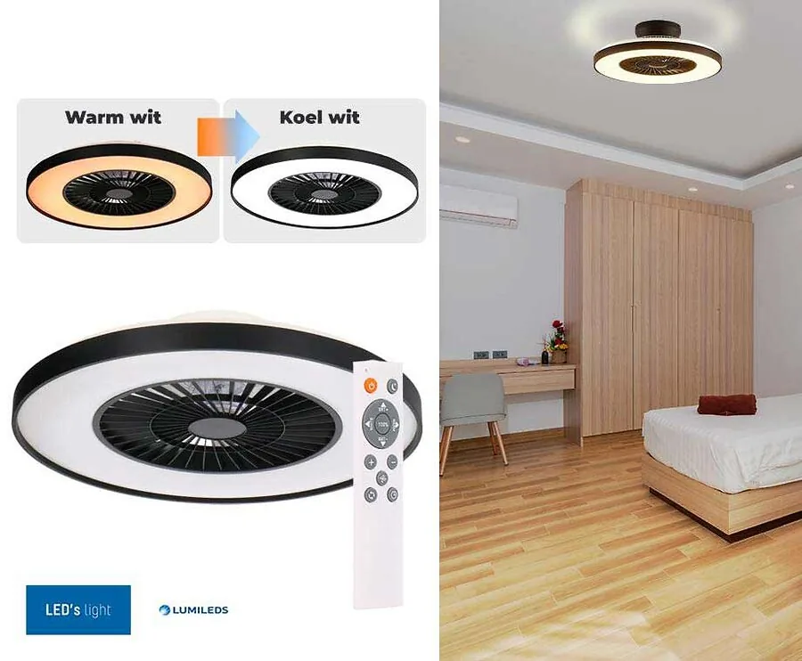 XL Plafondlamp Met Ventilator Ø60 cm - Voor Een Koele Bries In Slaap- Of Woonkamer!