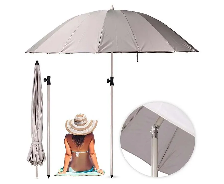 Staande Parasol 220 cm Grijs - Met Kantelfunctie!