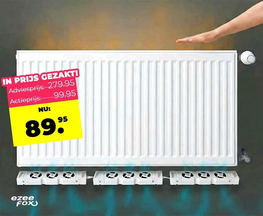 Trio set Slimme Radiator Ventilator - Voor Een Radiator Van 120-180 cm Breed!