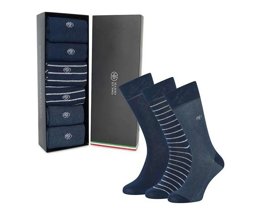 6-Pack Mario Russo Premium Sokken-Navy-39-42