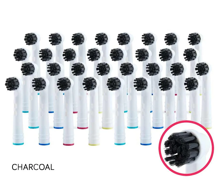 32-Pack Charcoal Opzetborstels Geschikt Voor Oral-B - Voor Een Natuurlijk Wittere Lach!