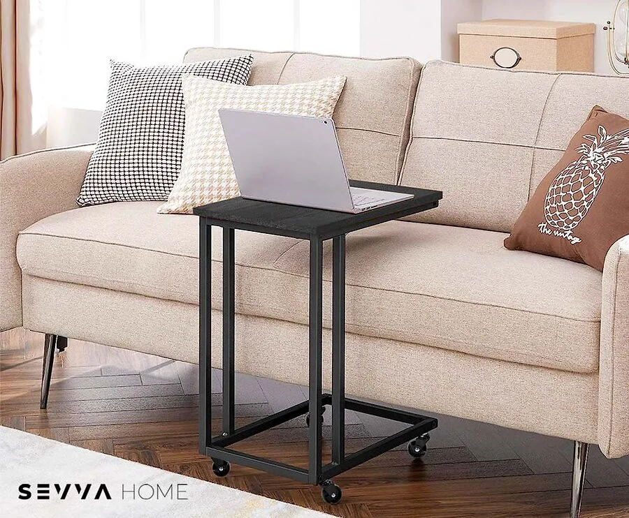 SEVVA® Home Mobiele Bijzettafel Julie Zwart - Handig Aan Bank, Bed, Etc.!