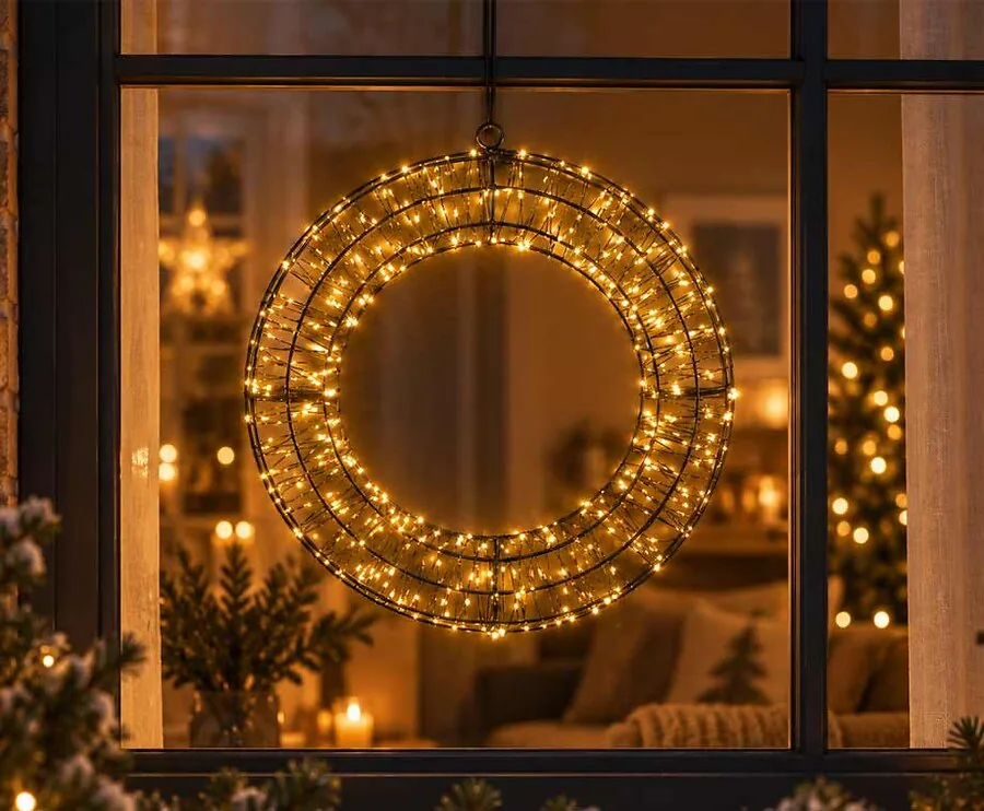 Kerstkrans met LED-verlichting 38 cm