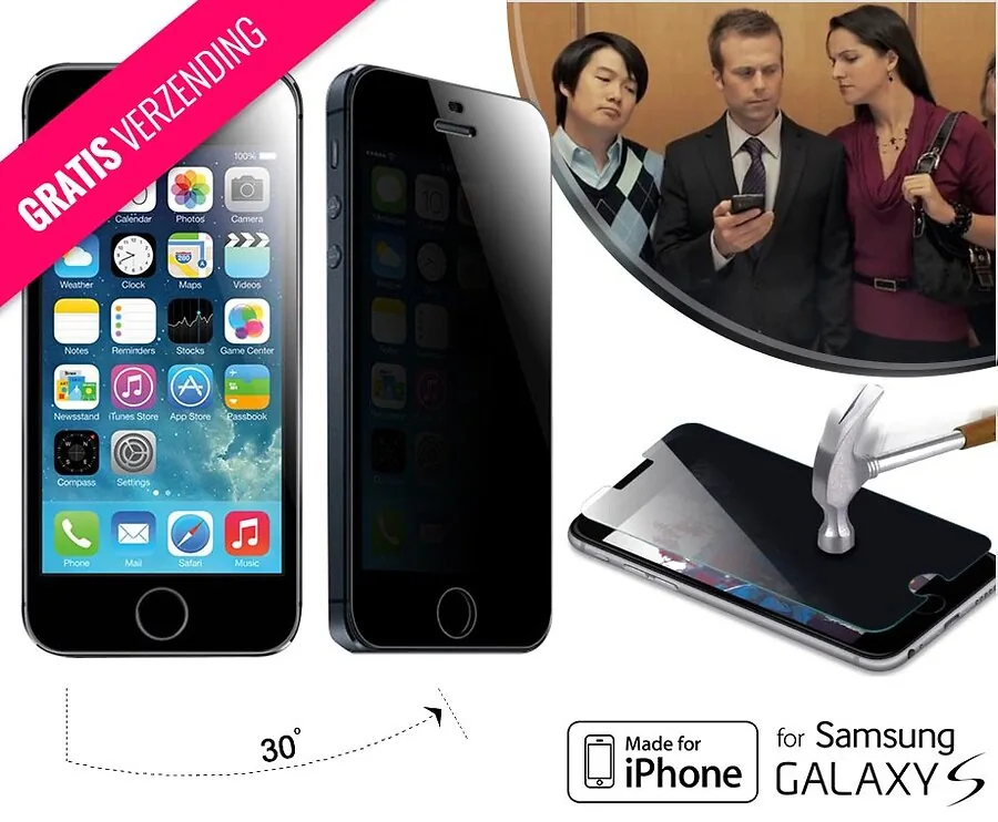 Tempered Privé Beschermglas - Voorkomt Meekijkers En Schade Aan Telefoon!
