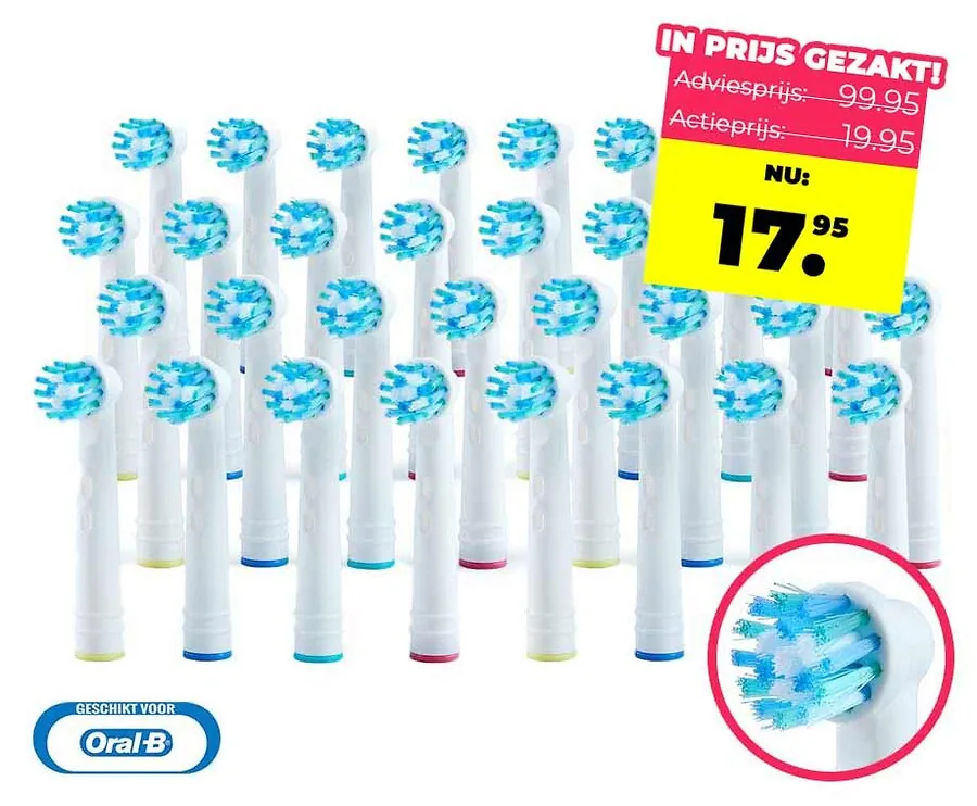32-Pack Opzetborstels Geschikt Voor Oral-B-Pro Active