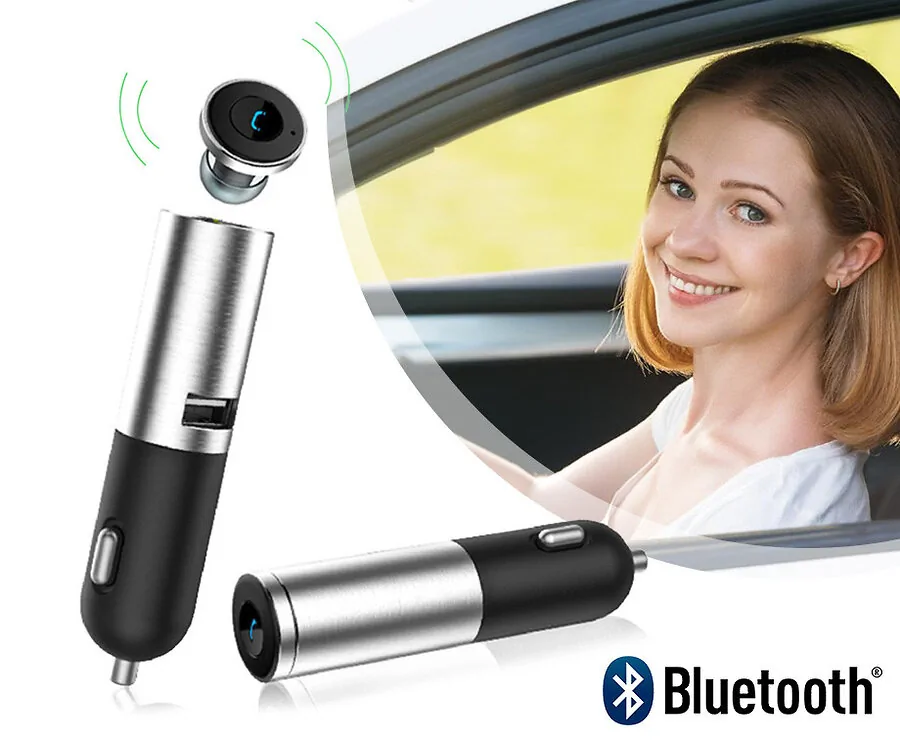 Bluetooth Headset Met Car Charger - Super Klein Formaat!