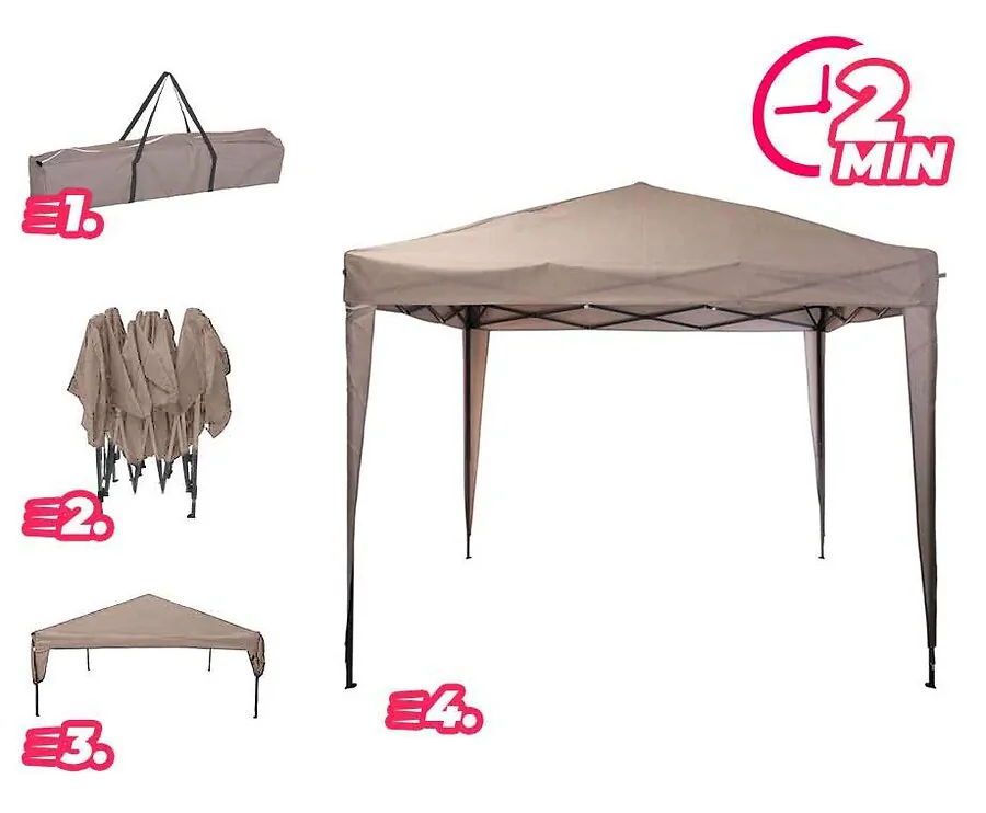 EasyUp Partytent 3x3 Meter Taupe - Staat Binnen 2 Minuten!