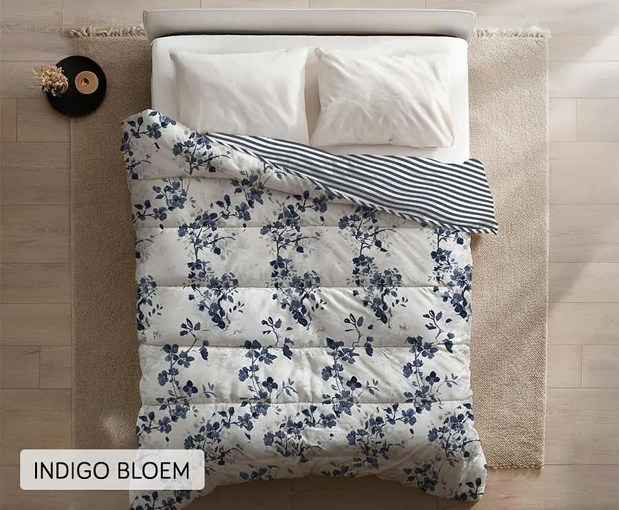 Eazy Dekbed Met Print-Indigo bloem-240 x 200 cm