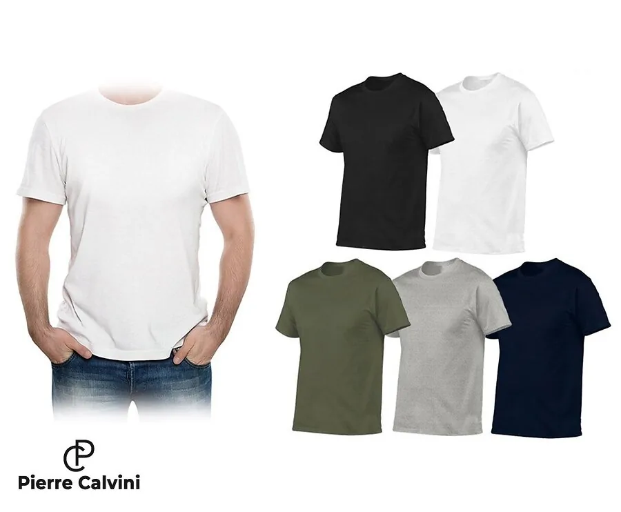 5-Pack Pierre Calvini T-Shirts - In Wit, Zwart, Of Assorti Kleuren!