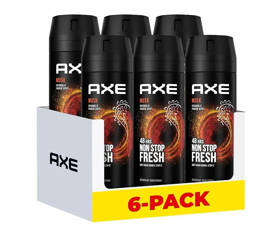6x 150ml AXE Deodorant Spray Musk - 48 Uur Lang Een Onweerstaanbare Geur!