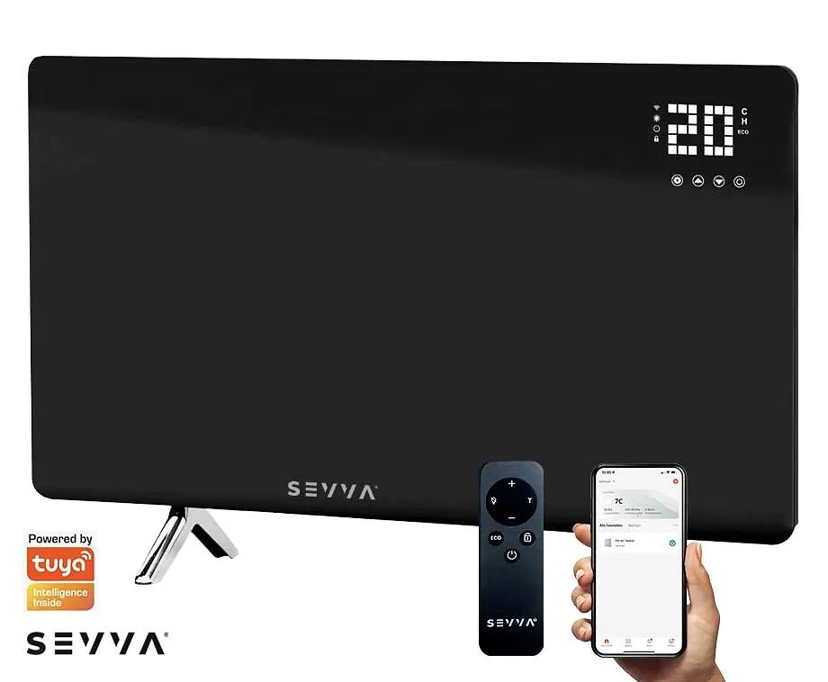 SEVVA® Slimme Infrarood Paneelverwarming Zwart - Snel en Voordelig Verwarmen!