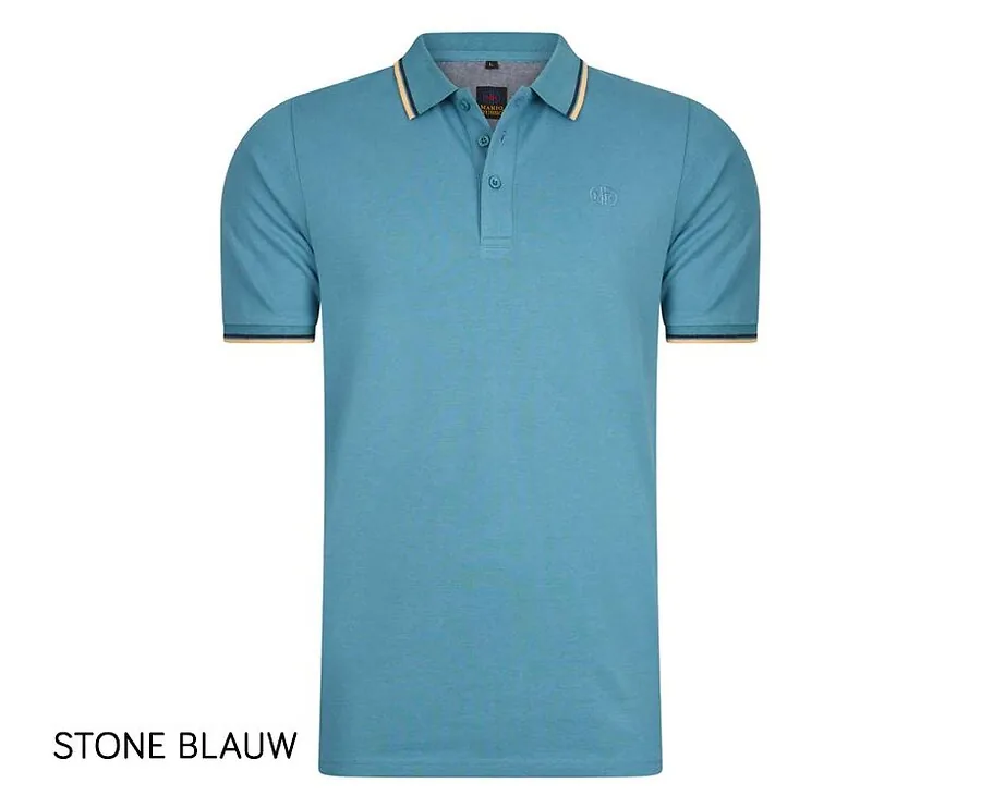 Mario Russo Polo-Stone Blauw-XL