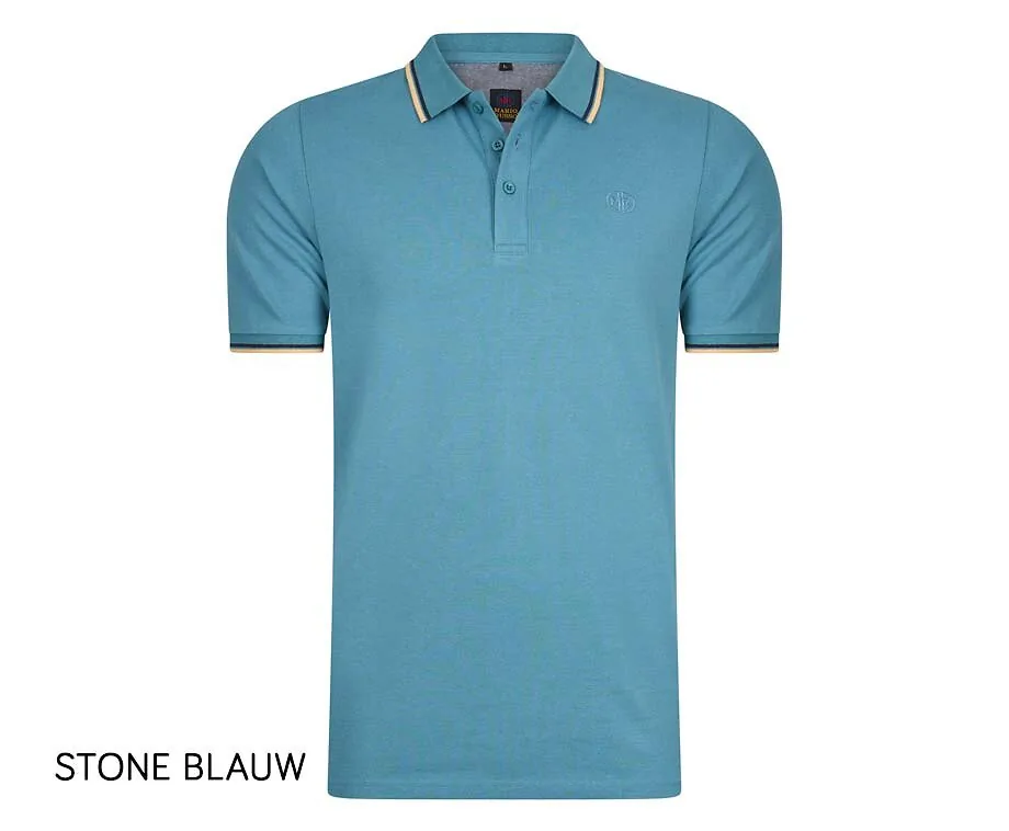 Mario Russo Polo-Stone Blauw-XL