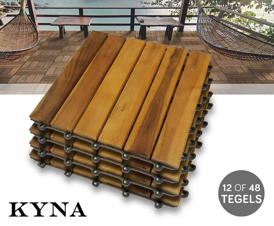 12 Of 48 Terrastegels Van Acaciahout - Leg Eenvoudig Een Mooi Terras Aan!