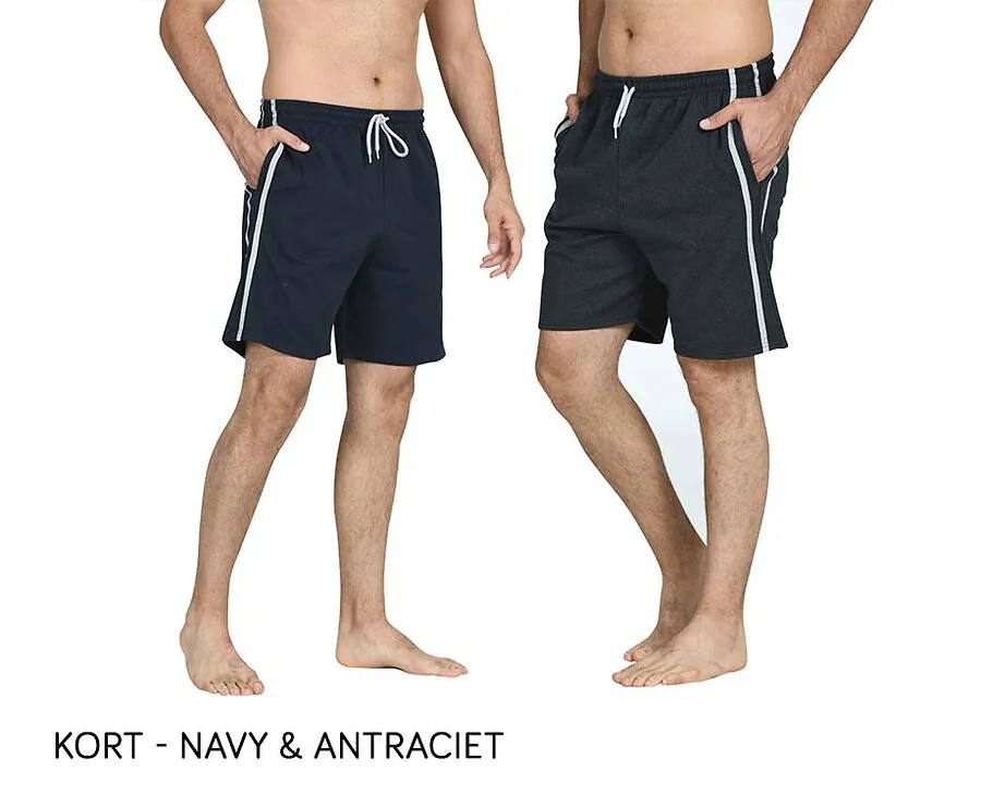 2-Pack Pierre Calvini Loungewear-Kort navy &amp; antraciet-XXL