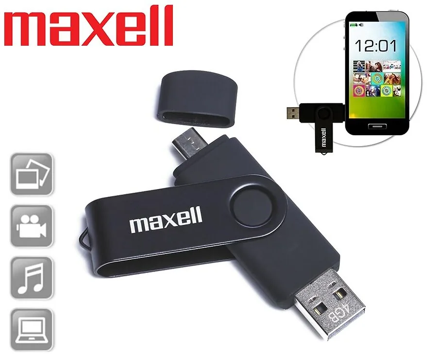 Maxell Dual USB & MICRO USB 2.0 - Keuze Uit 8, 16, 32 Of 64 GB!