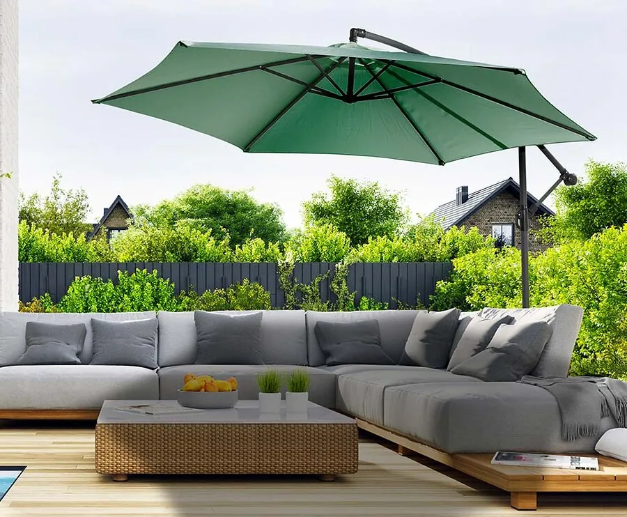 Luxe XXL Zweefparasol 3 Meter Donkergroen - Inclusief GRATIS Beschermhoes!