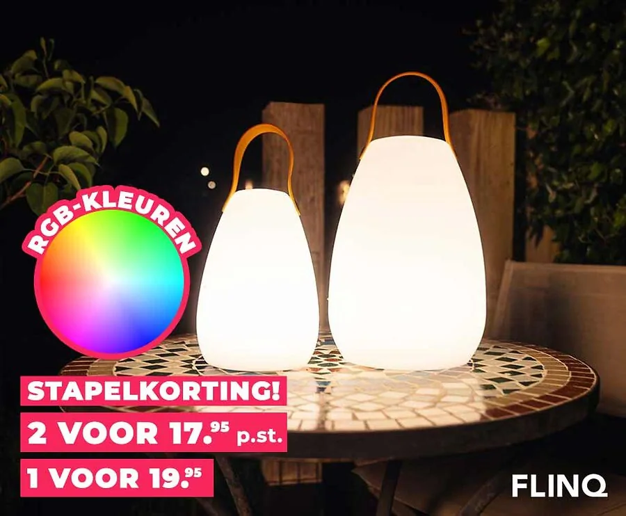 FlinQ Oplaadbare RGB Tafellamp - Verkrijgbaar In 2 Formaten!