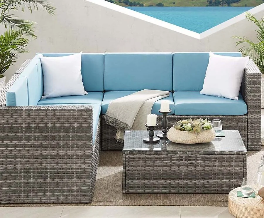 Feel Furniture Wicker Corner Loungeset Verona Blauw!