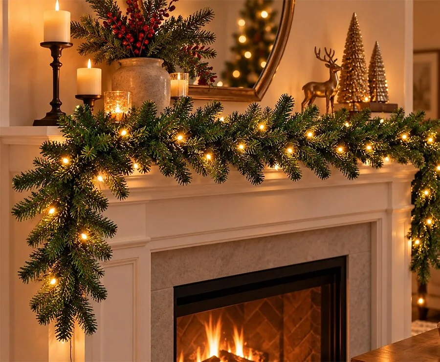 Kerstguirlande 270 cm met 30 LED Warm Wit op Batterijen