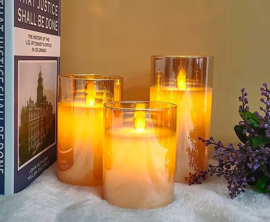 3-Pack Smoked Glass Elektrische Kaarsen - Verkrijgbaar In 2 Kleuren!