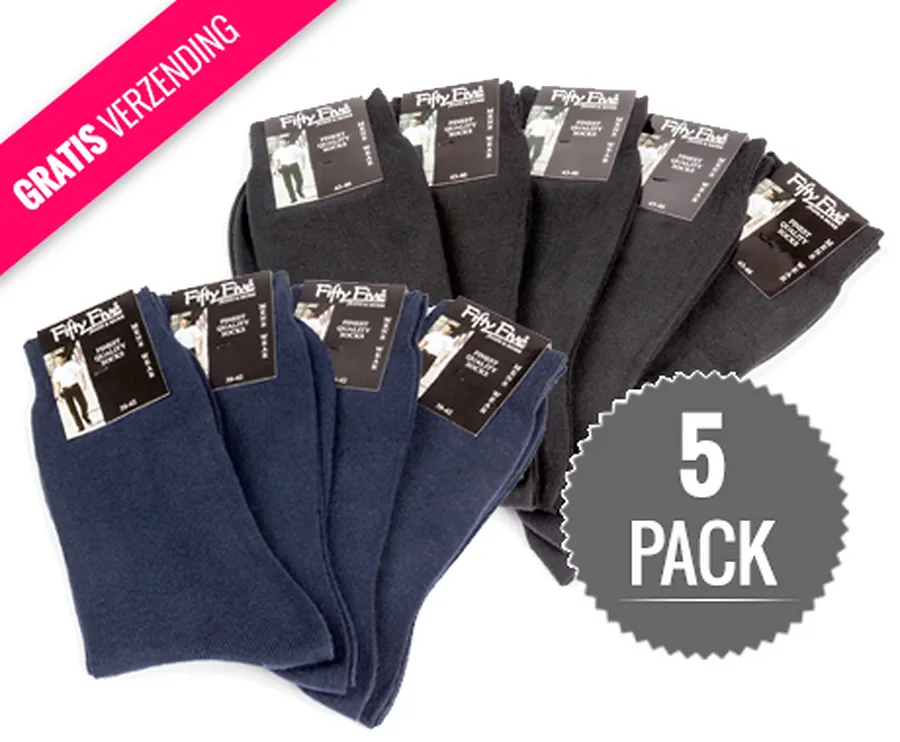 5-Pack Sokken Fifty Five - Verkrijgbaar in Blauw of Zwart