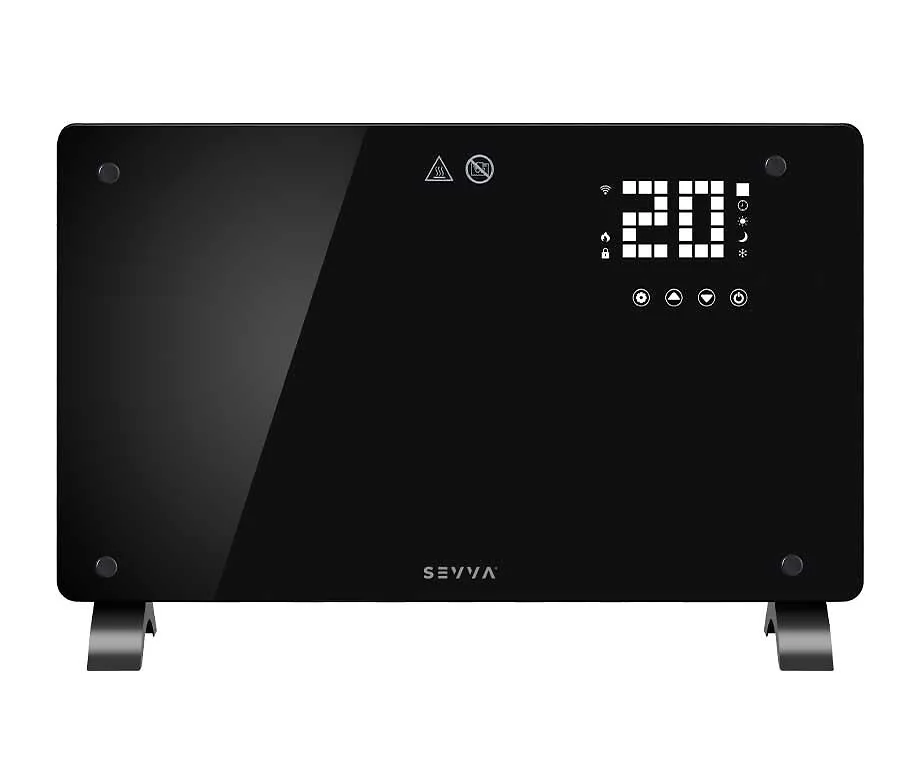 SEVVA® Slimme Paneelverwarming 2000W Zwart - Met Handige Tijdschema's, Bediening Op Afstand En Meer!