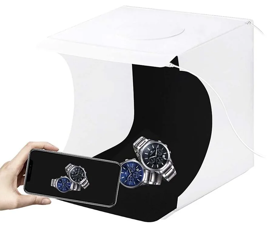 Opvouwbare Fotostudio Met LED Verlichting - Met Witte, Zwarte En Groene Achtergrond!