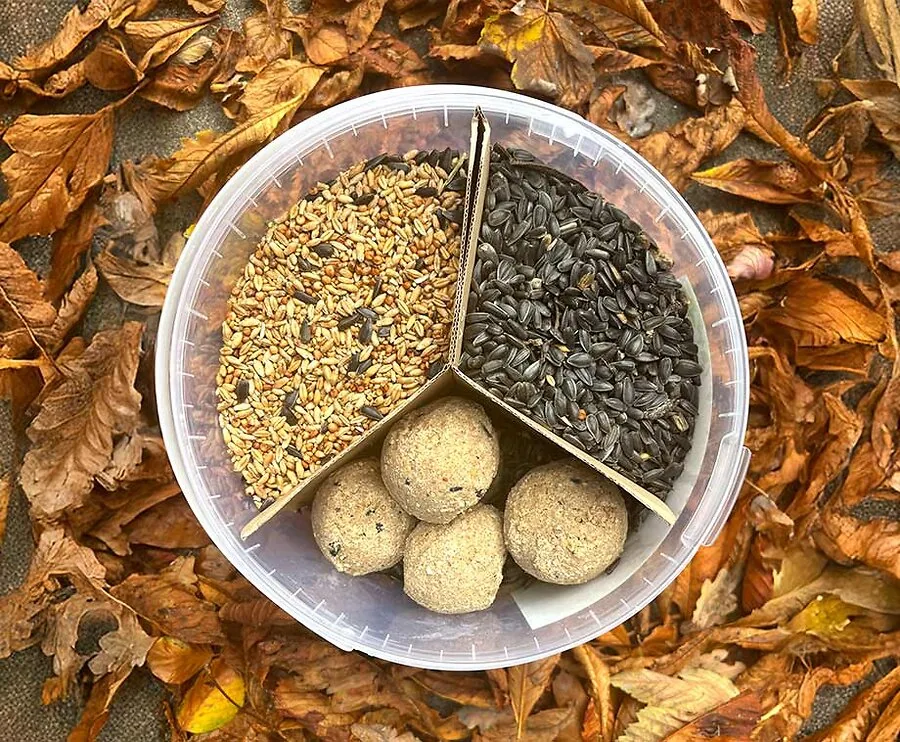 Vogelvoermix Zonder Net 3kg In Emmer - Complete Mix Van Vetbollen En Strooivoer!