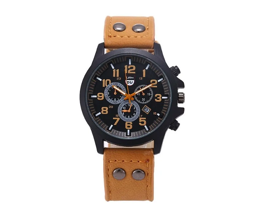 Horloge Met Leren Band-Lichtbruin