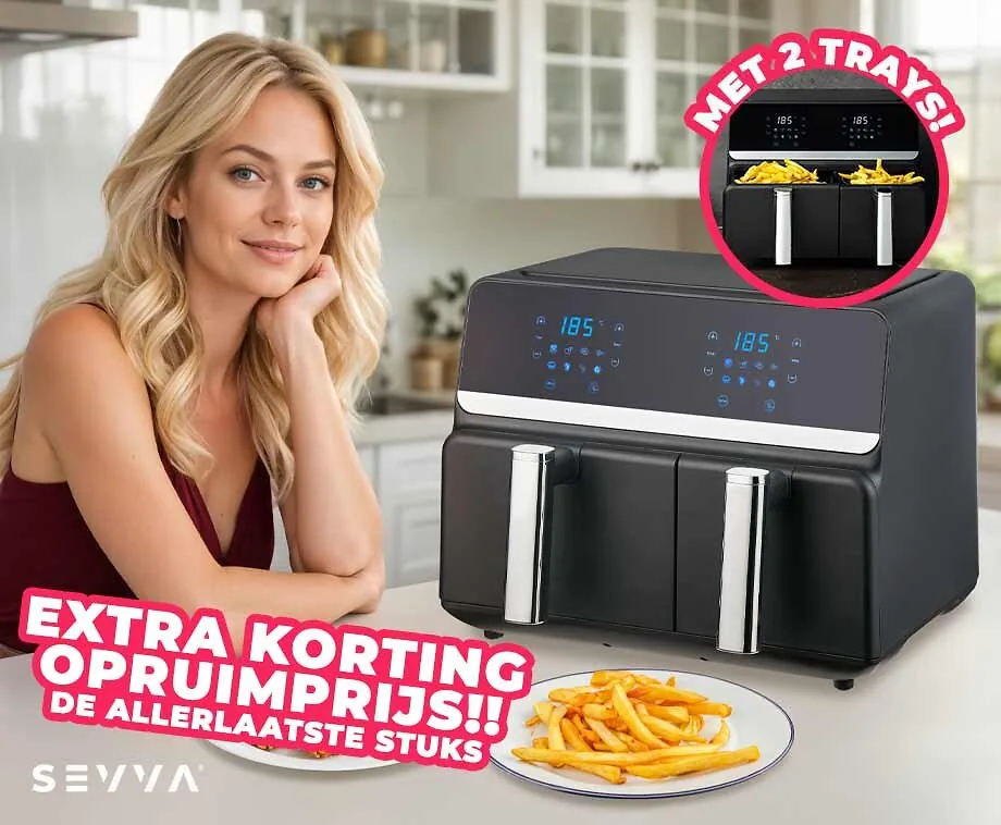 SEVVA® Dubbele Airfryer XXL - 2 Onafhankelijke Kookvakken van 5,5L en 3,5L!