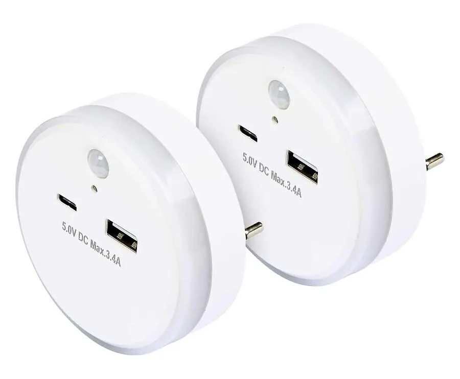 Sensor Nachtlampje Met USB Oplaadpoorten - Vandaag 1+1 GRATIS!