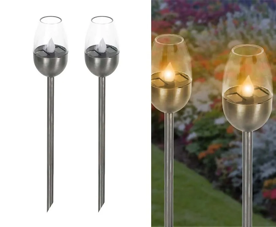 2-Pack LED Solar Tuinlampen - Met Flikkerend Vlameffect!