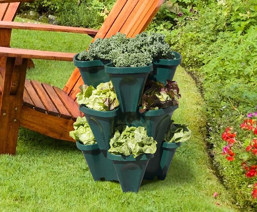 Stackable Planter - Set Van 3 Donkergroene Stapelbare Plantenbakken!