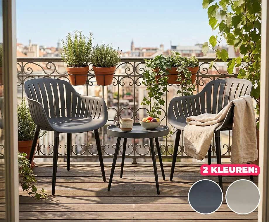 3-Delige Tuinset Met Tafel En Stoelen