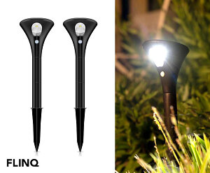 2-Pack Grote FlinQ Solar Spike Tuinlampen - Laadt Automatisch Op!