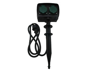 Tuincontactdoos Op Spies Met Timer 1,5 M - Voor Automatische Verlichting In De Tuin!
