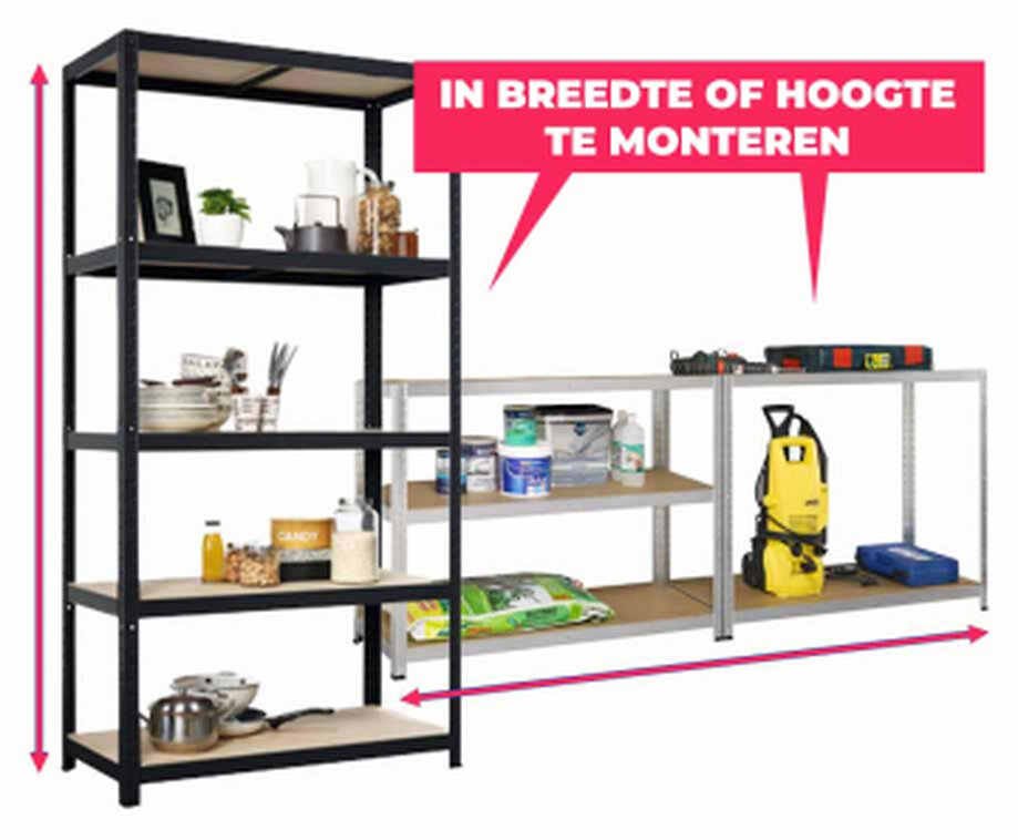 Stellingkast met 5 Planken en Metalen Frame