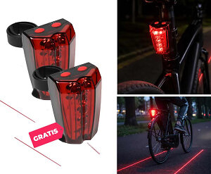Fietsachterlicht met 5 LED's en Laserstralen