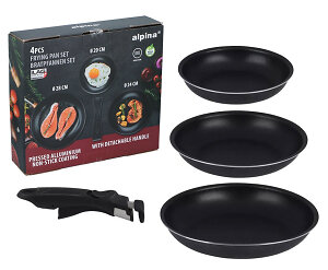 Pannenset 4-Delig Aluminium met Afneembaar Handvat