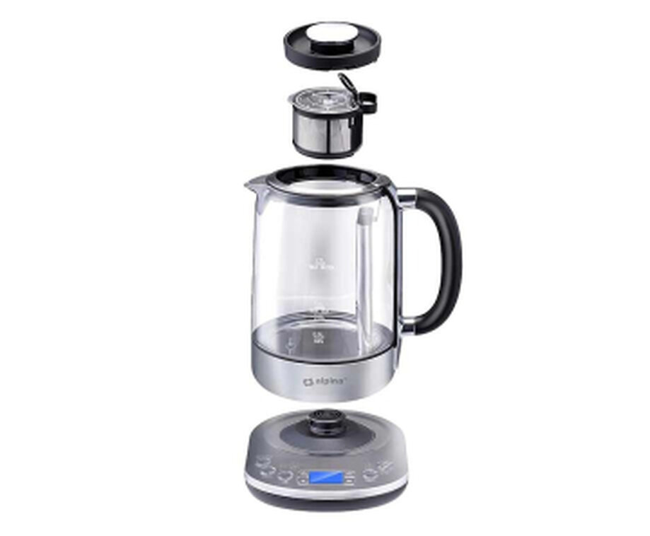 Glazen Waterkoker met Theemand en Digitaal Display