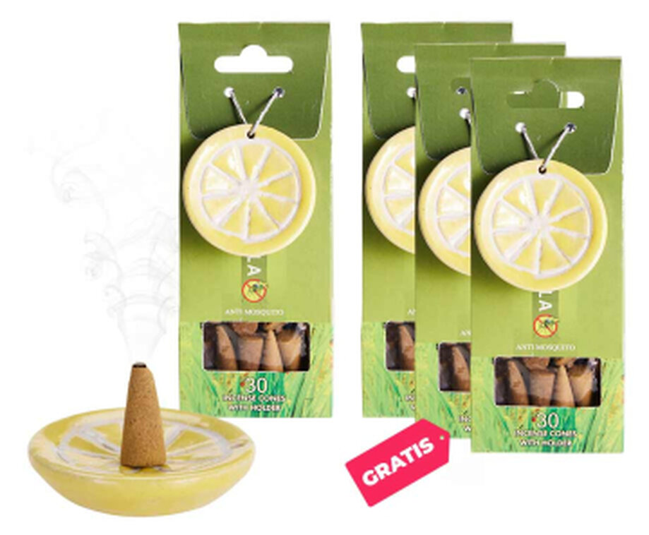 Wierookkegels Citronella 30 Stuks Inclusief Houder