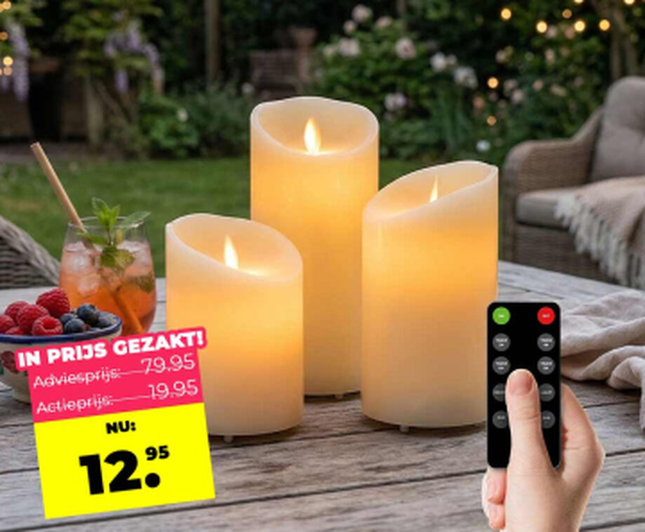 Oplaadbare LED Kaarsen Set van 3 Crème