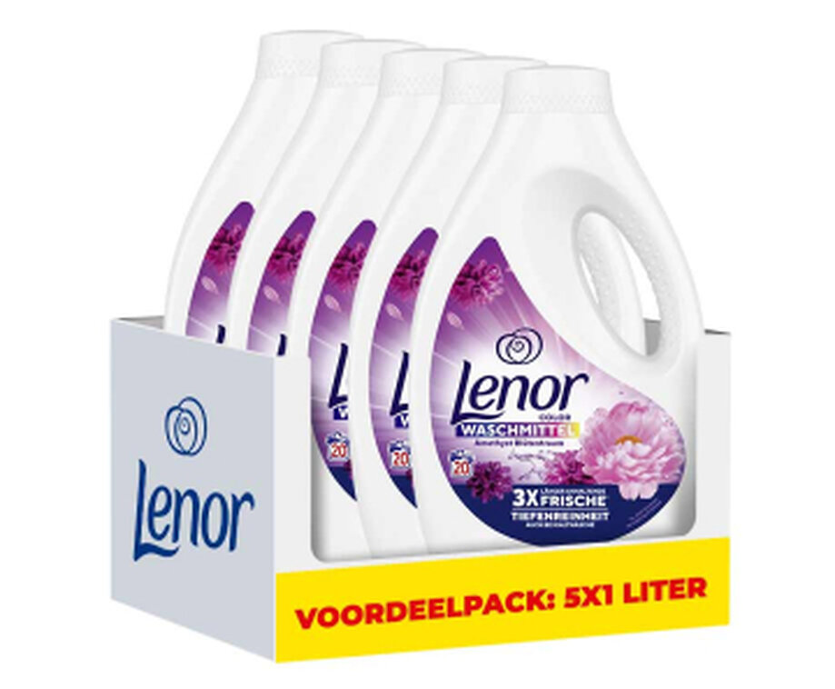 5x1L Lenor Vloeibaar Wasmiddel 100 Wasbeurten